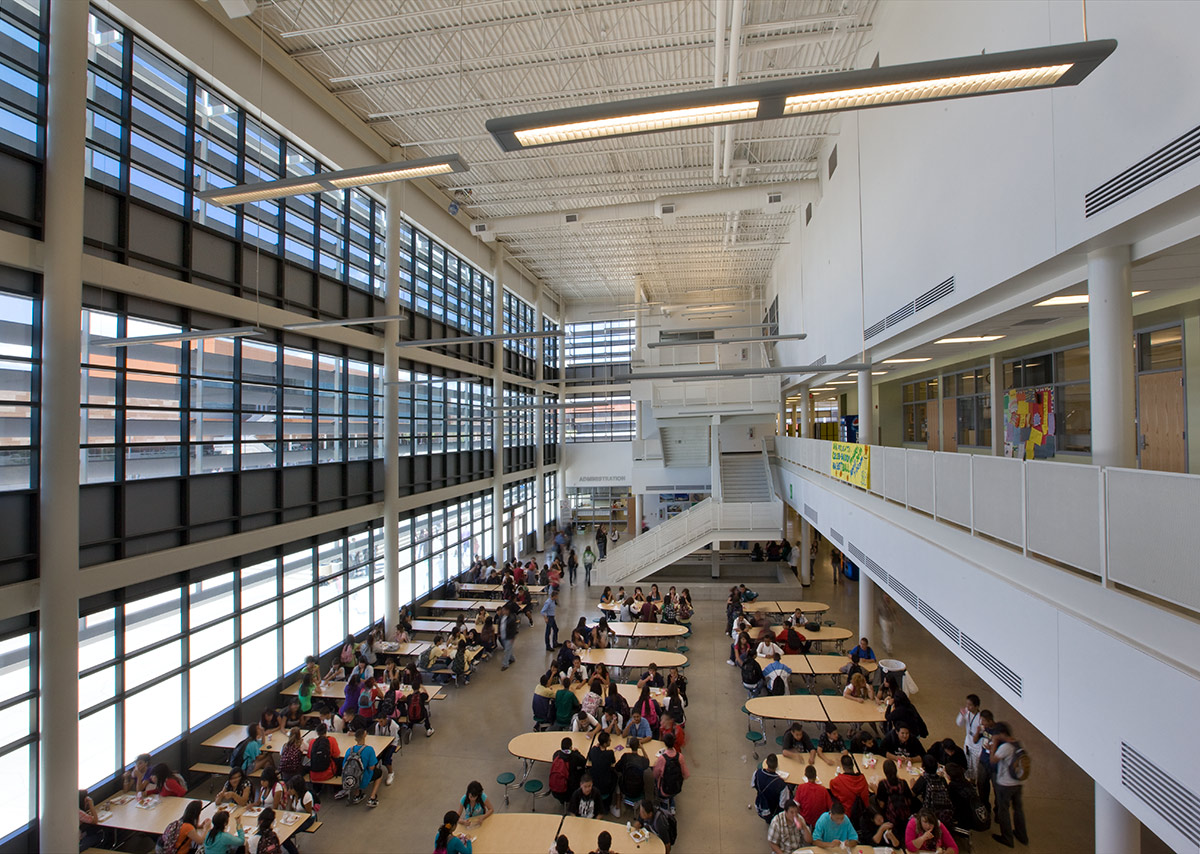 Interior design cafeteria view at Atrisco Academy High School - Albuquerque, NM